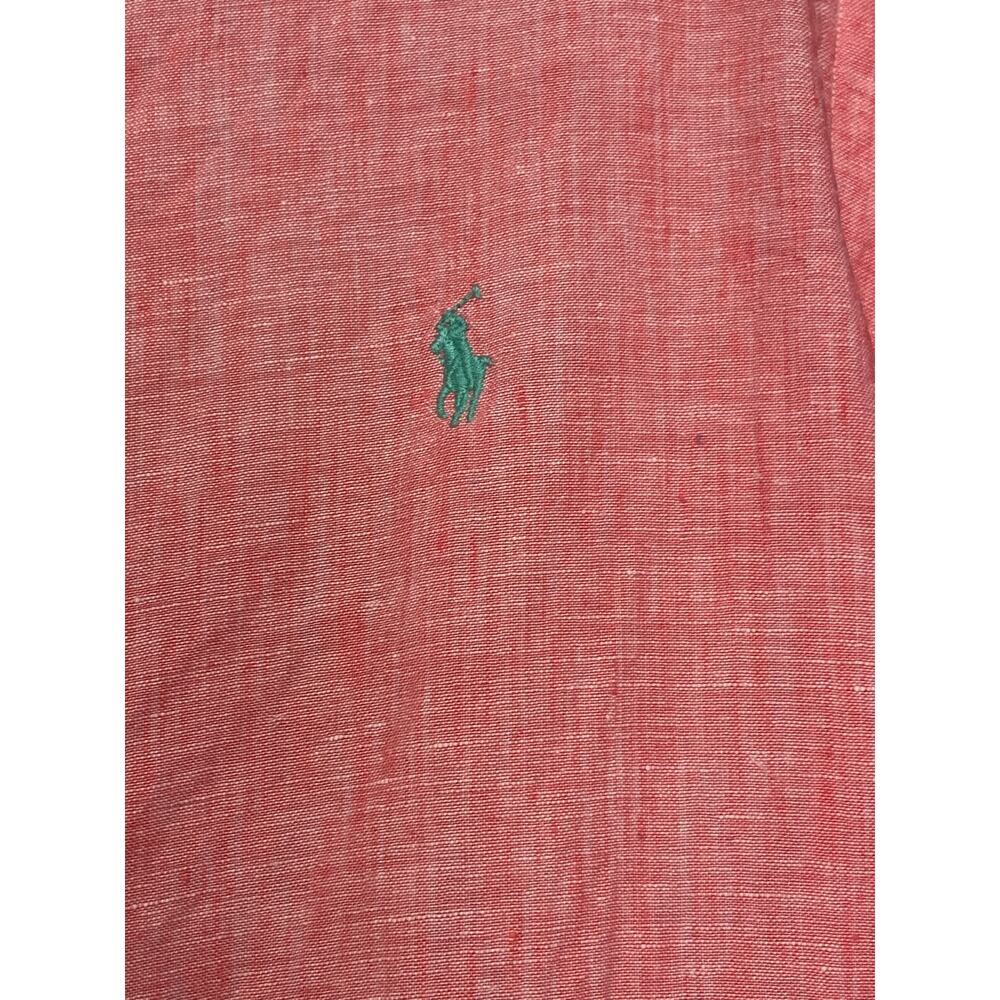 Polo Ralph Lauren Heathered red linen button down small - Picture 4 of 6